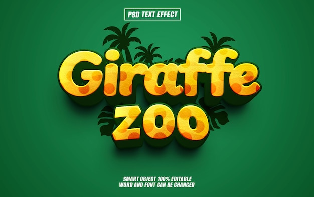 giraffe zoo text effect font editable typography 3d text