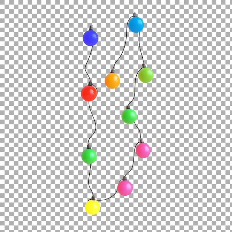 PSD giralda de png con luces redondas de colores contra un fondo transparente