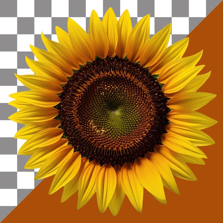 un girasol aislado en un fondo transparente