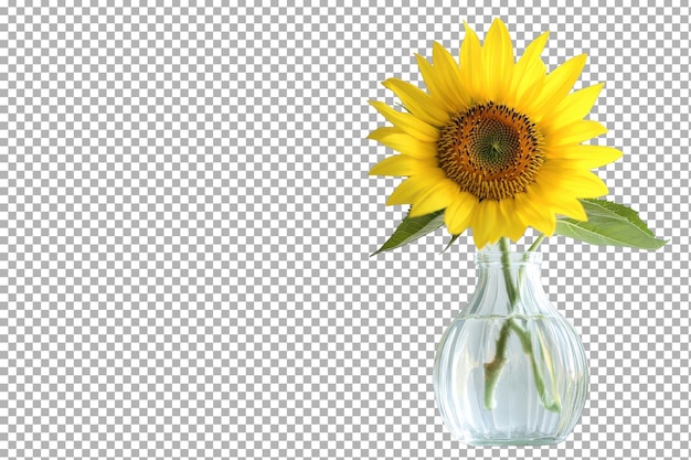 Girasol amarillo brillante y alegre que irradia felicidad con aislado en fondo transparente
