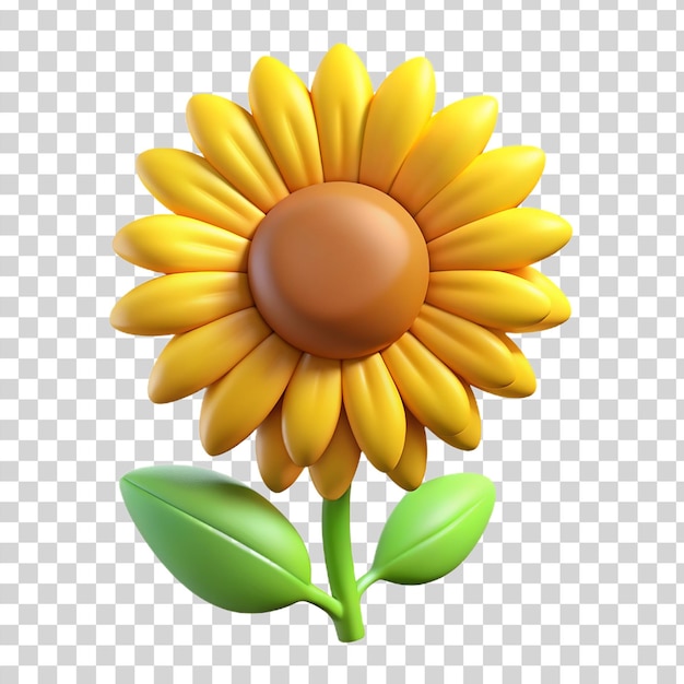 PSD girasol de dibujos animados en 3d aislado sobre un fondo transparente