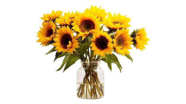 PSD girasoles en tarro de cristal png