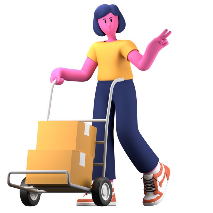 PSD girl delivery activity pose creative