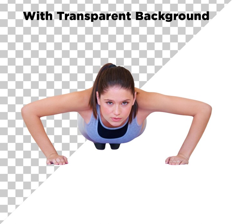 PSD girl doing pushups scene creator item on isolated transparent background