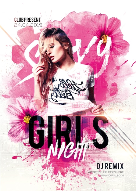 PSD girl night dance flyer