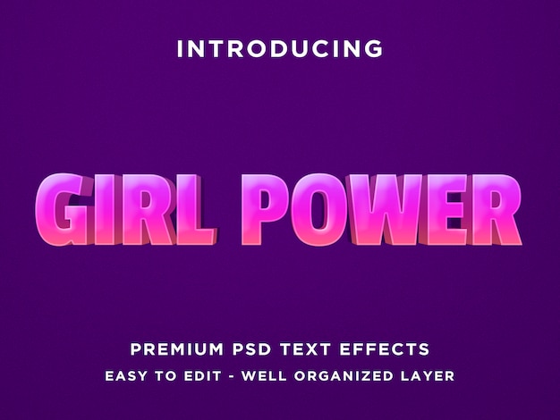 PSD girl power - modelo de efeito de texto 3d psd