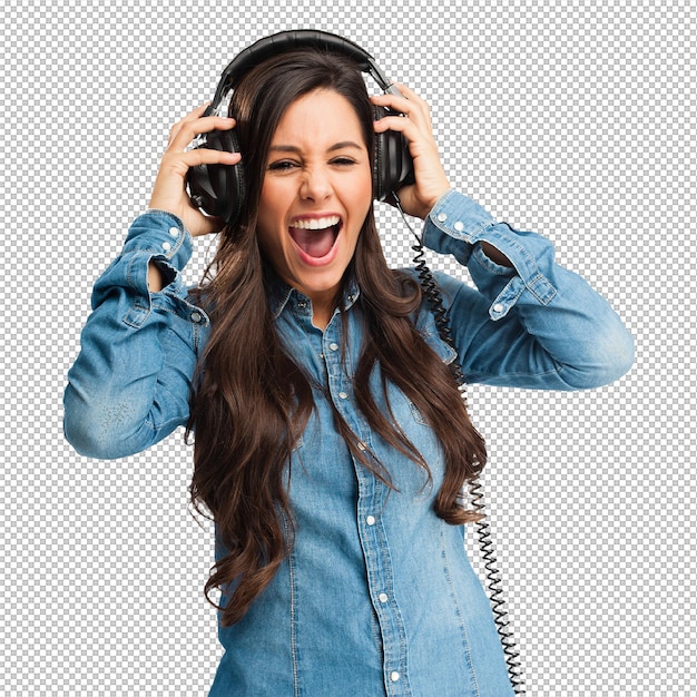 girl screaming while listening to music