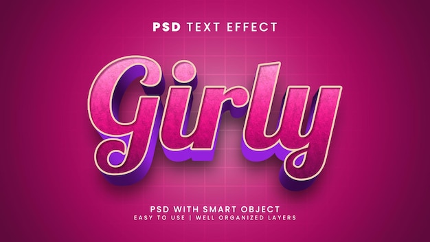 girly editable text effect with pink and soft font style