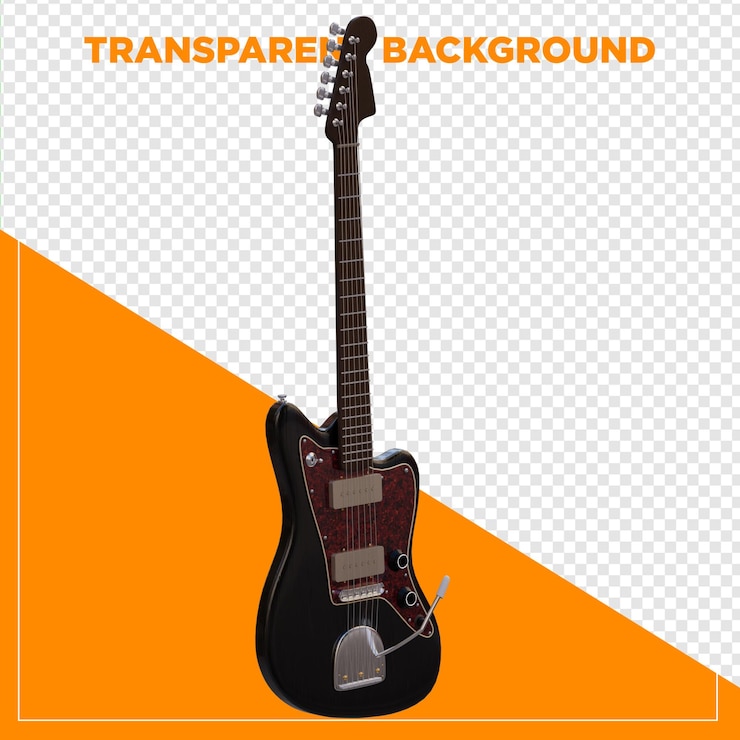 PSD gitarra renderizada em 3d com fundo transparente