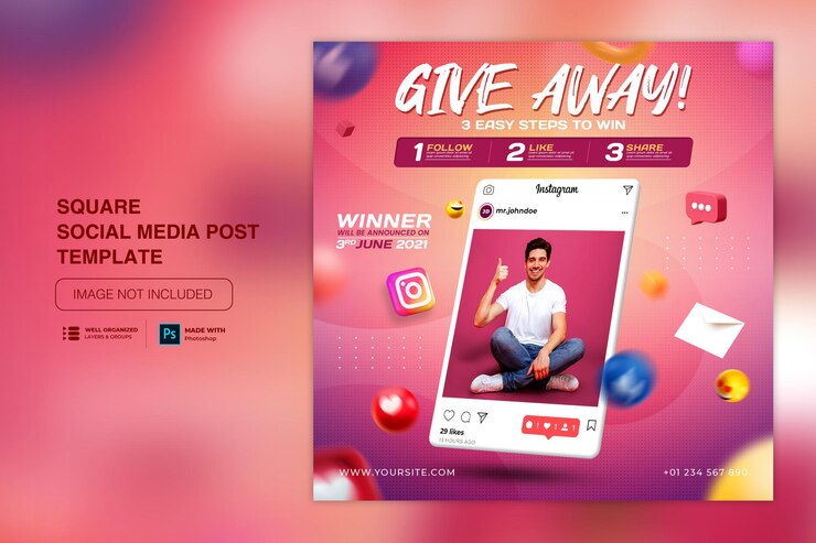 Give Away Wettbewerb Social Media Post Vorlage