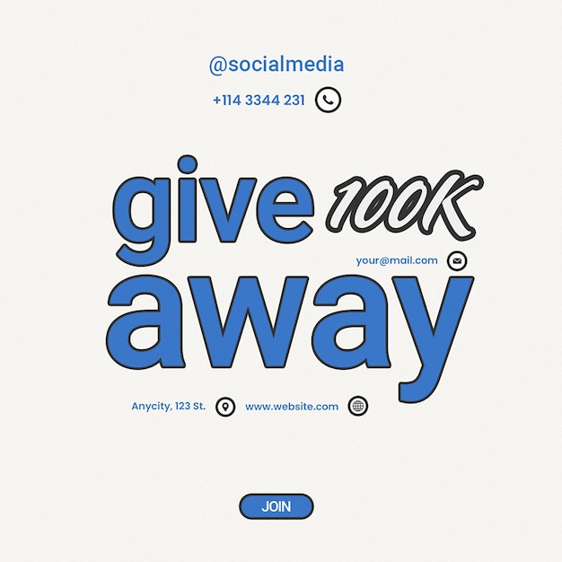 Giveaway Instagram post modèle PSD Design Les médias sociaux sont des modèles de mise en page carrée.