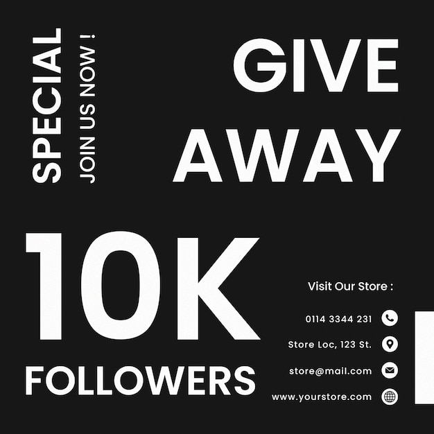 PSD giveaway mídia social instagram modelo de postagem psd design