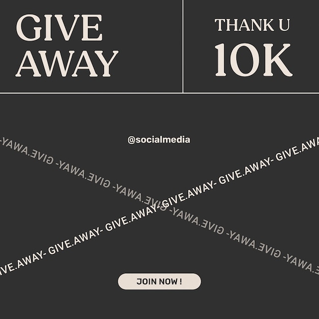 PSD giveaway mídia social instagram modelo de postagem psd design