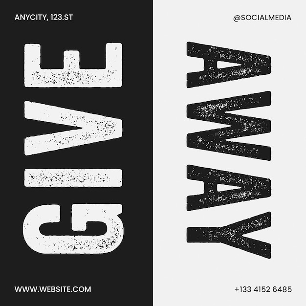 GIVEAWAY las redes sociales instagram plantilla de publicación psd diseño