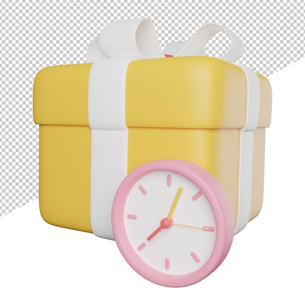 Giveaway time clock seitenansicht 3d-rendering symbol illustration auf transparentem hintergrund