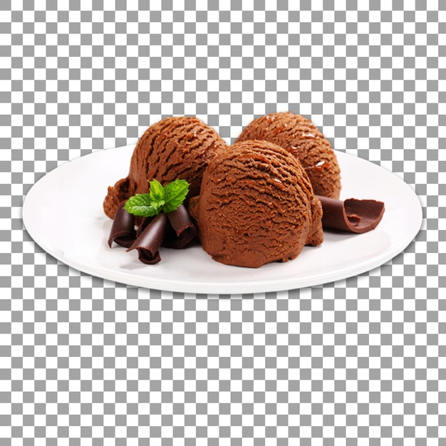 PSD glace au chocolat sur plaque pour composition sur fond transparent