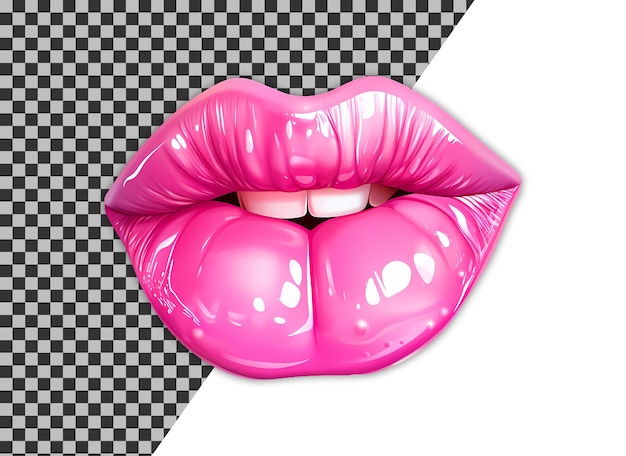 PSD glänzend rosa frau lippen sublimation design clipart illustration