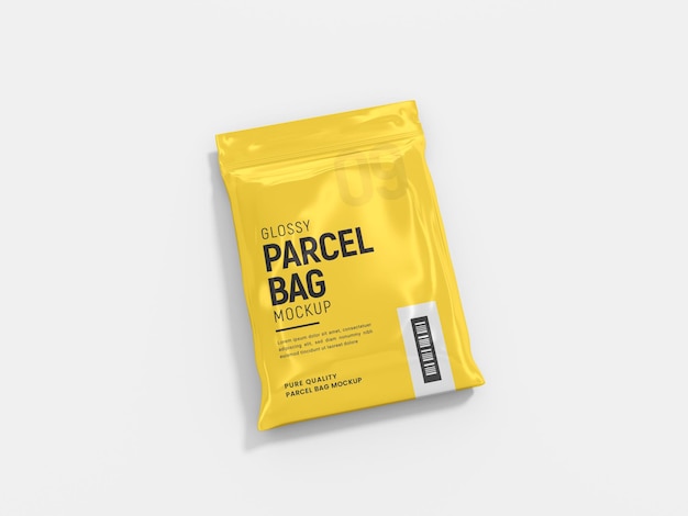 Glänzende folie paketzustelltasche branding mockup