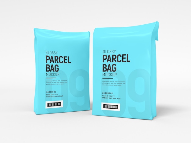 Glänzende folie paketzustelltasche branding mockup