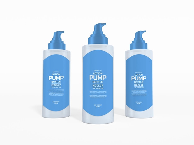 Glänzende kunststoff-kosmetik-bodylotion-flaschen-branding-mockup