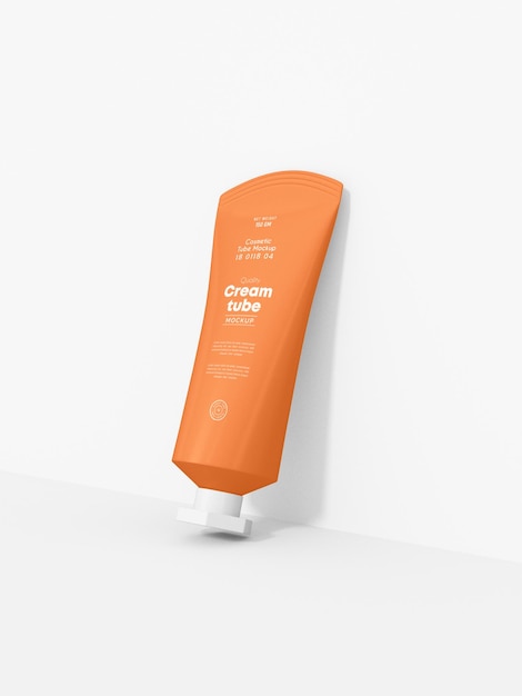 Glänzende kunststoff-kosmetik-creme tube branding mockup