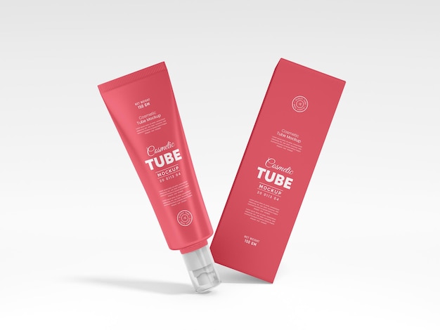 Glänzende kunststoff-kosmetik-creme tube branding mockup