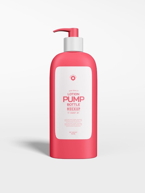 Glänzende kunststoff-kosmetik-lotion-pumpflasche branding mockup