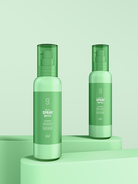 Glänzende Kunststoff-Kosmetik-Pumpflasche Branding Mockup