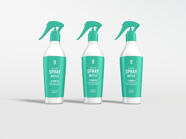 Glänzende kunststoff-sprühflasche branding mockup