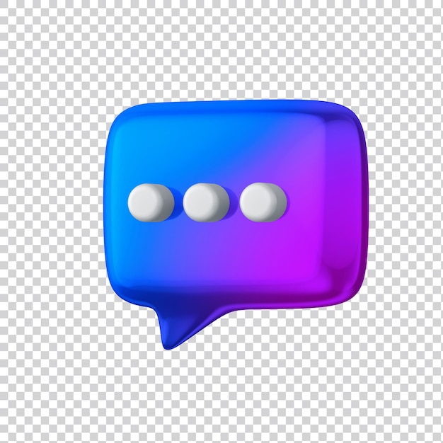 Glänzende sprechblase 3d-render für soziale medien