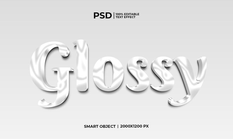 PSD glänzender bearbeitbarer 3d-texteffekt