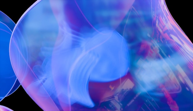 Glänzendes 3D-Rendering von abstraktem iridescentem Glashintergrund, das mit 3D-Software erstellt wurde