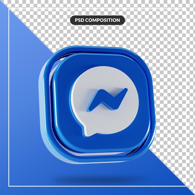 PSD glänzendes facebook messenger logo isoliert 3d design