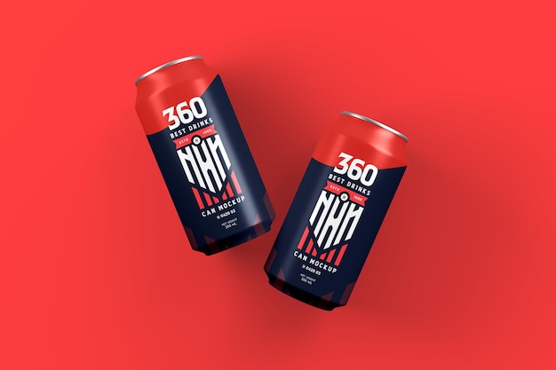 PSD glänzendes metall energy drink can branding mockup