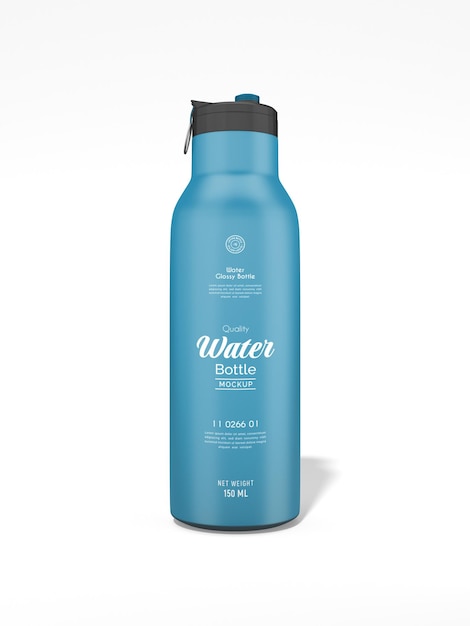 Glänzendes metall wasserflasche flasche branding mockup