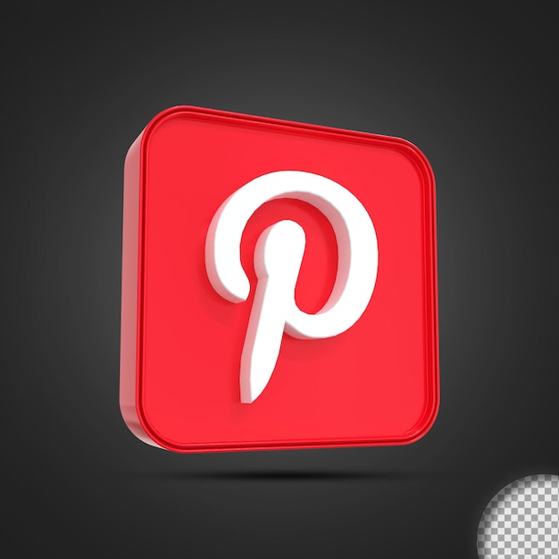 Glänzendes Pinterest Social Media Logo Symbol 3D-Rendering