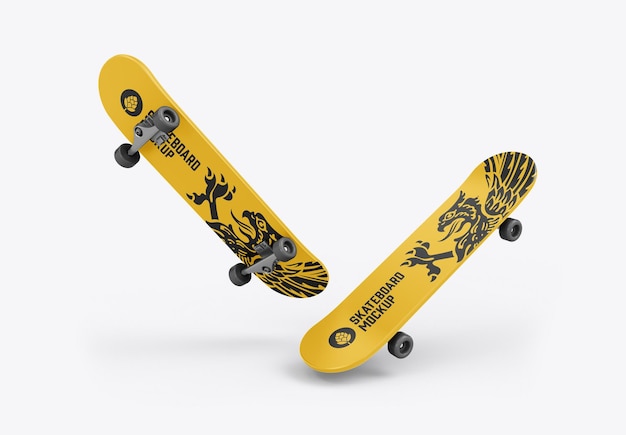 PSD glänzendes skateboard-mockup 3d-rendering