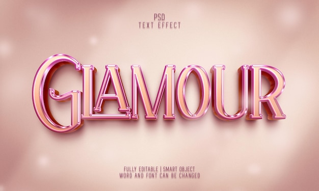 PSD glamour élégant et modèle de logo d'effet de texte modifiable brillant