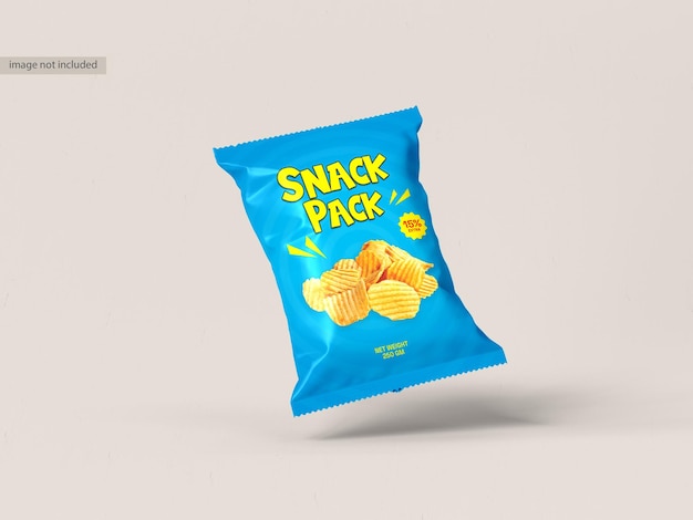 PSD glanzfolie chips paket mockup