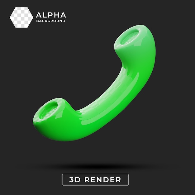 Glanzgrünes 3D-Rendering eines Telefonempfänger-Symbols
