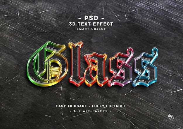 PSD glas 3d-farben textstil-effekt