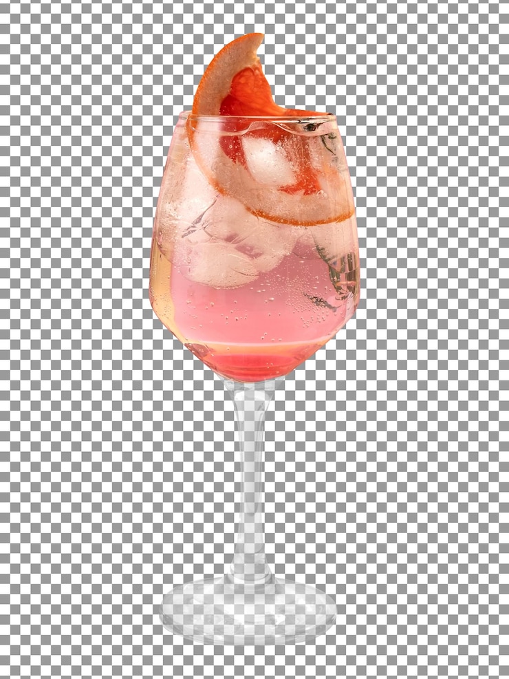 PSD glas alkohol mit einer orangenscheibe auf transparentem hintergrund