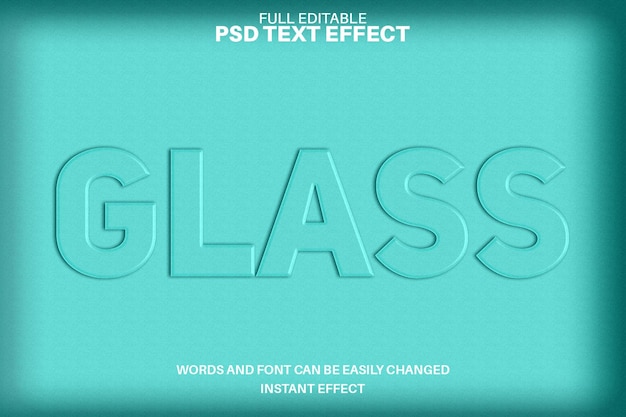 PSD glas bearbeitbarer texteffekt