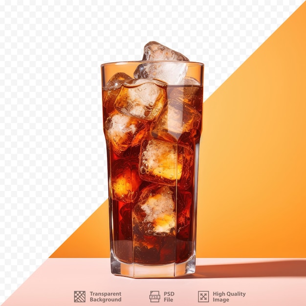 PSD glas cola auf transparentem hintergrund mit eis