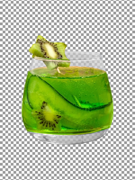 Glas kiwi-cocktail mit einer scheibe kiwi auf transparentem hintergrund