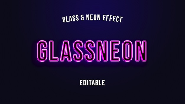 Glas Neon Schriftart Textvorlage