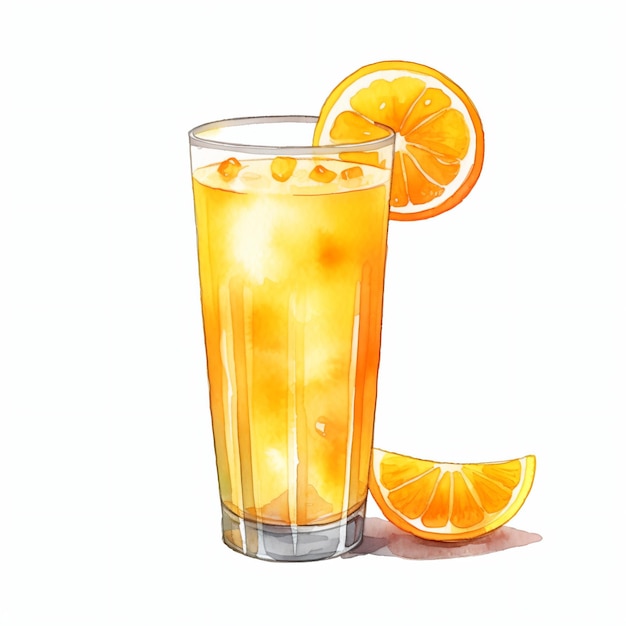 PSD glas orangensaft mit zitronenaquarell