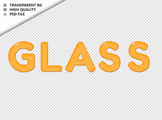 PSD glas typographie gelber text glänzendes glas psd durchsichtig