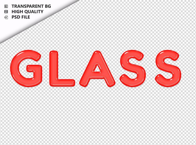 PSD glas-typographie rot-text glanzglas-psd durchsichtig