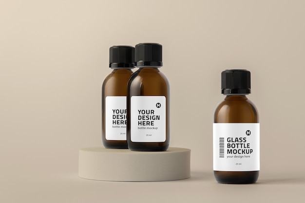 Glasflasche mit Tag-Attrappe